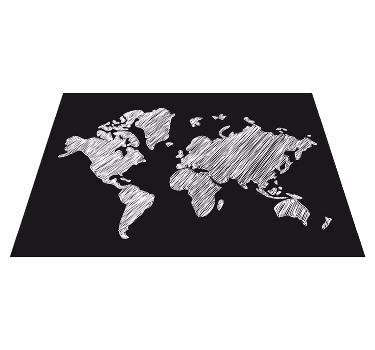 Tappeto vinile mappamondo design grigio lavagna - TenStickers