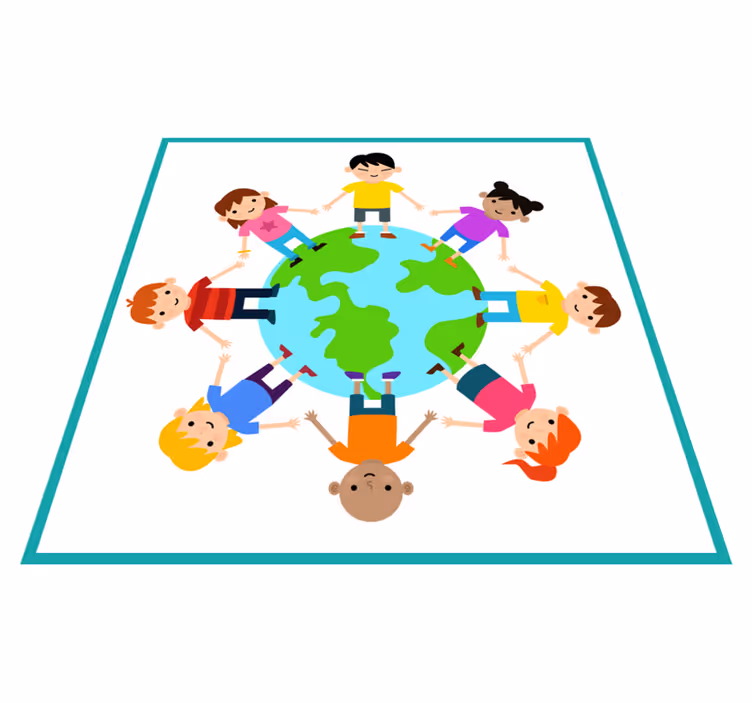 Tappeto vinile per bambini mondo che si tiene per mano - TenStickers