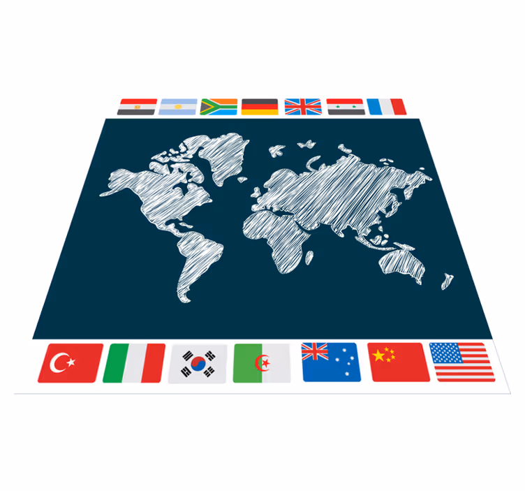 Tappeto vinile mappamondo opera d'arte globale - TenStickers