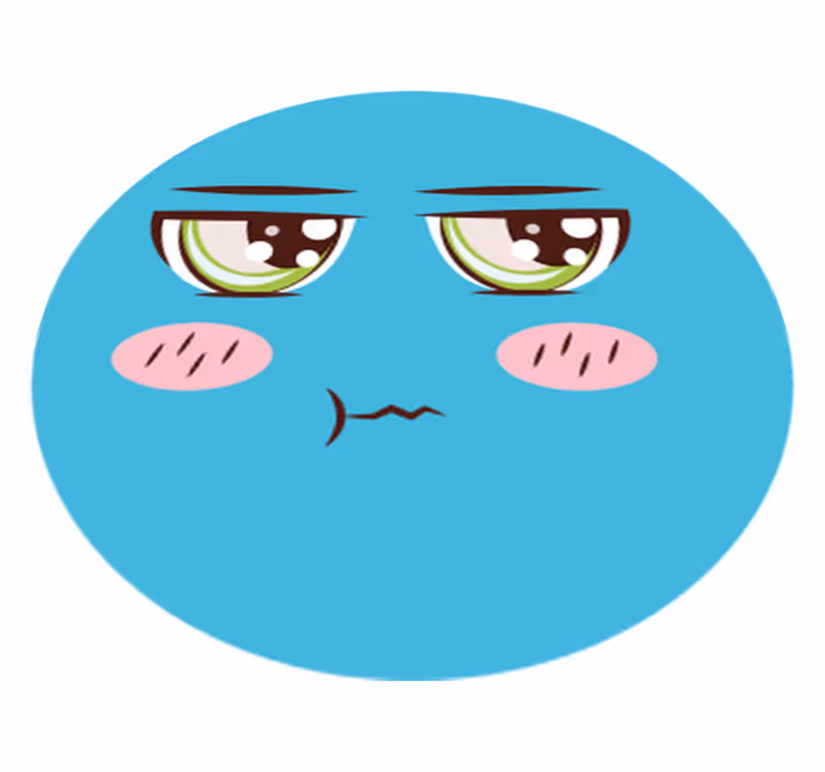 Tappeto vinile rotondo faccina triste dei cartoni animati - TenStickers