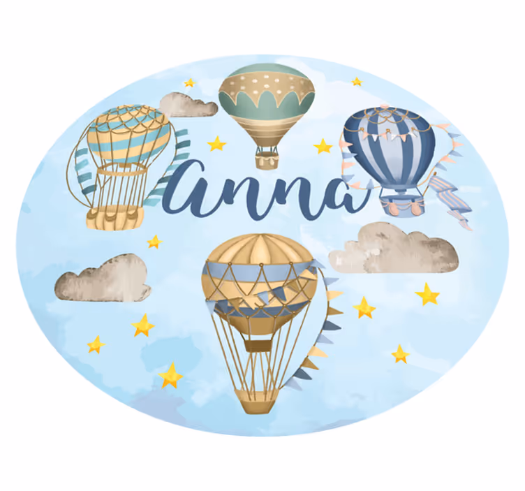 Tappeto vinile con nome fantasia in mongolfiera - TenStickers