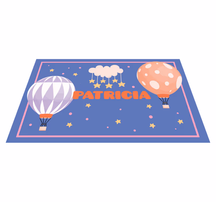 Tappeto vinile con nome avventure in mongolfiera - TenStickers