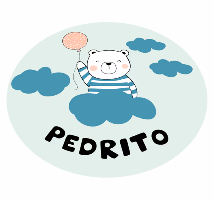 Tappeto vinile con nome palloncino orso allegro - TenStickers
