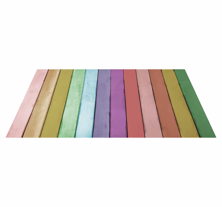 Tappeto vinile effetto legno linee arcobaleno vibranti - TenStickers