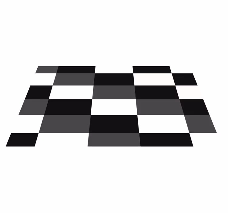 Tappeto vinile geometrico scacchiera in bianco e nero - TenStickers
