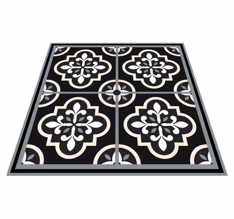 Tappeto vinile piastrelle mosaico bianco e nero - TenStickers