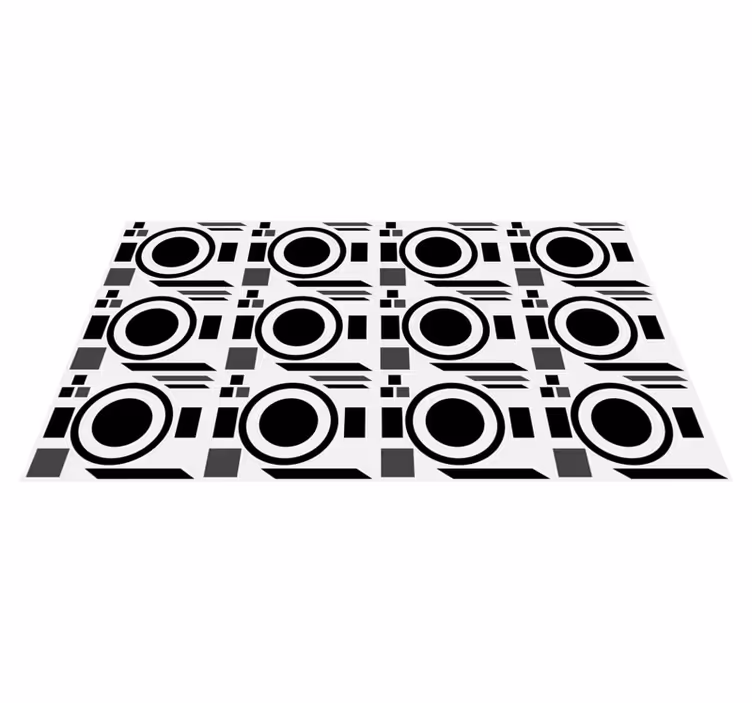 Tappeto vinile geometrico cerchi neri nitidi - TenStickers