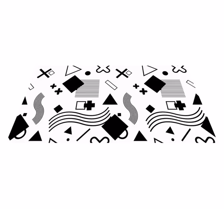 Tappeto vinile geometrico motivi neri - TenStickers