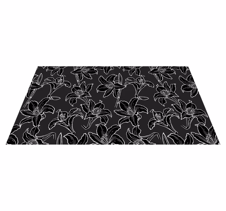 Tappeto vinile fiori composizione floreale nera - TenStickers