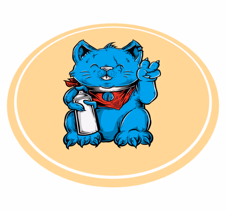 Tappeto vinile animali gatto blu con biberon - TenStickers