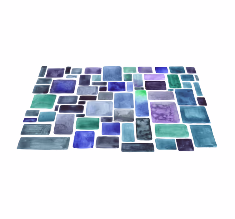 Tappeti vinile motivi motivo a blocchi di tonalità blu - TenStickers