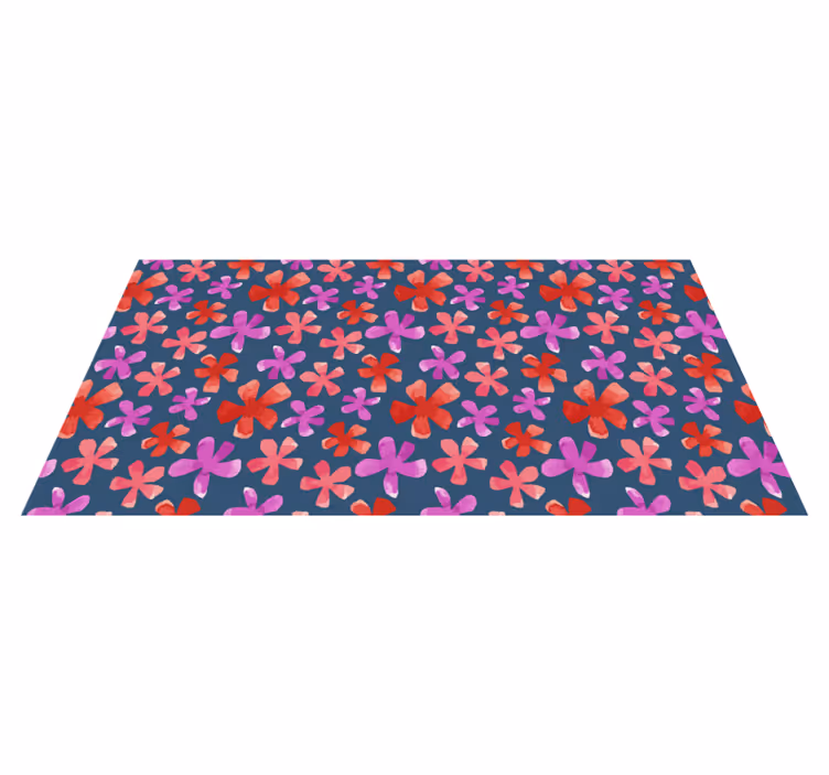 Tappeto vinile fiori motivi viola e rossi - TenStickers
