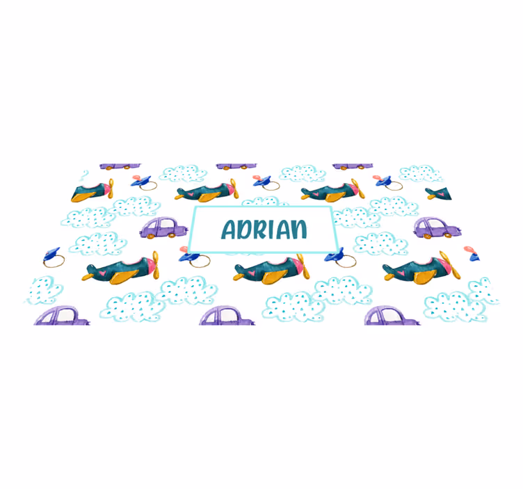 Tappeto vinile con nome tema stravagante dell'aereo - TenStickers