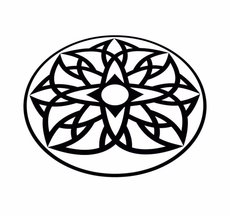 Tappeto vinile Mandala design in bianco e nero - TenStickers
