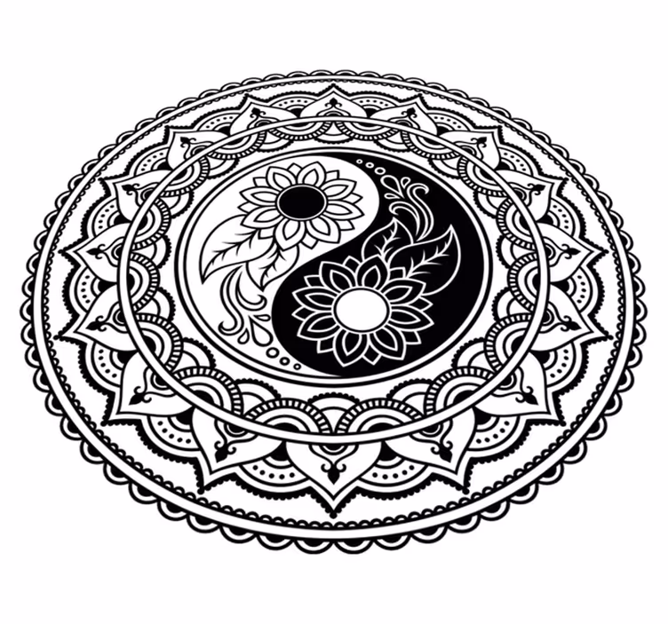Tappeto vinile Mandala girasoli yin yang - TenStickers