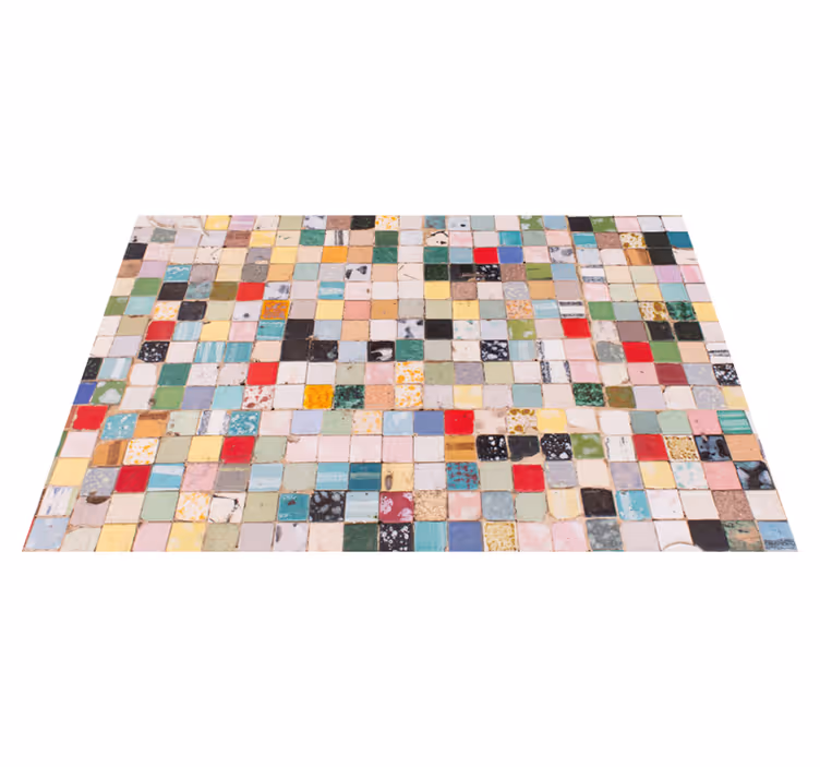 Tappeto vinile bagno vecchie piastrelle colorate - TenStickers