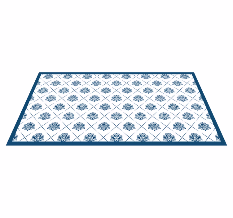 Tappeto vinile bagno motivo floreale blu - TenStickers