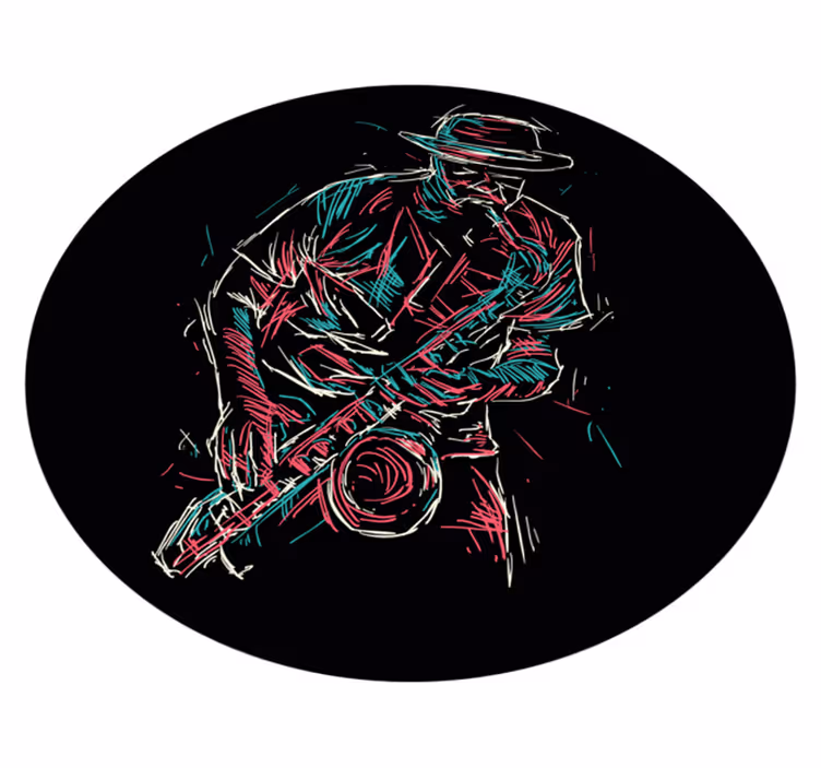 Tappeto vinile rotondo esibizione di un musicista jazz - TenStickers