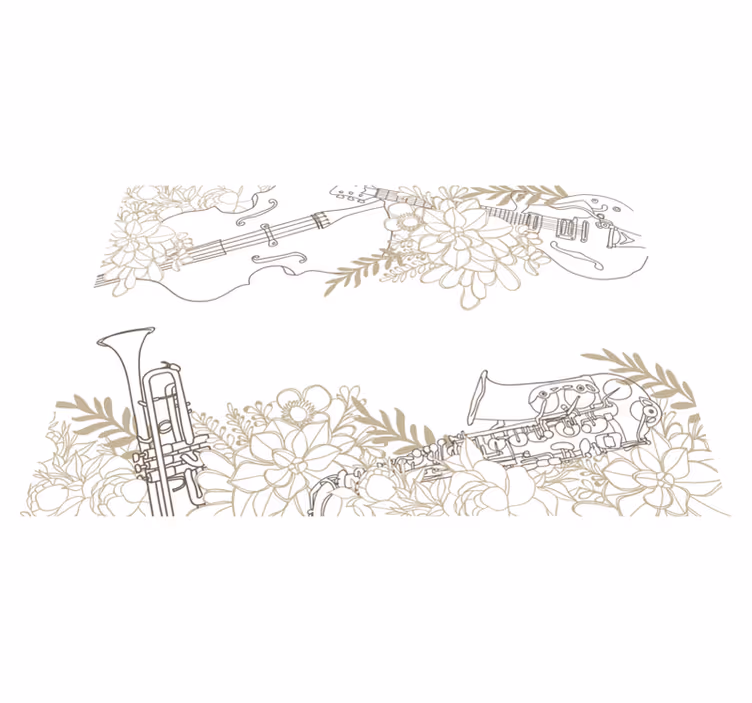 Tappeto vinile fiori composizione floreale musicale - TenStickers