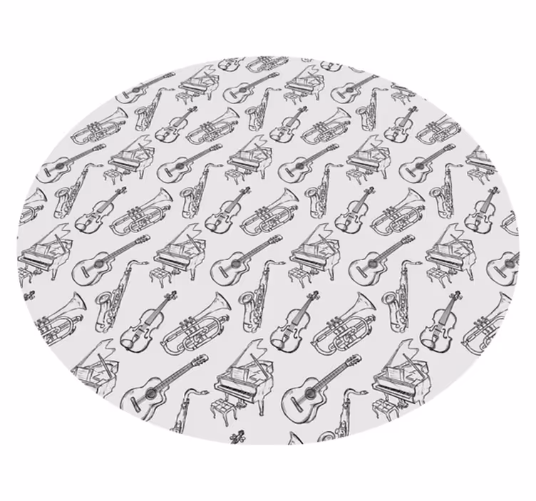 Tappeto vinile rotondo motivo di strumenti musicali - TenStickers