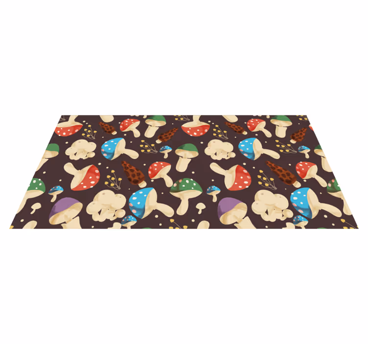 Tappeto vinile fiori motivi di funghi vivaci - TenStickers