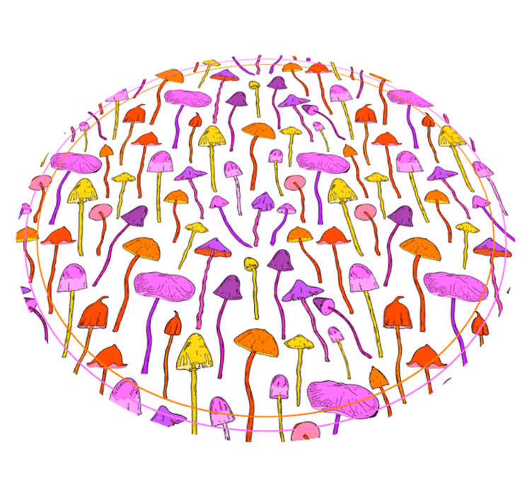 Tappeto vinile fiori illustrazioni vivaci di funghi - TenStickers