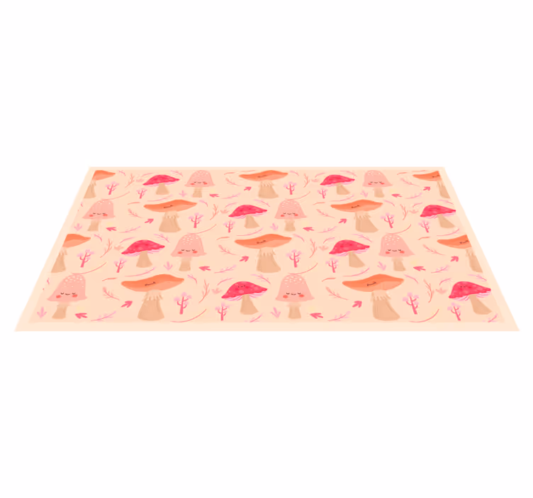 Tappeto vinile fiori funghi classici felici - TenStickers