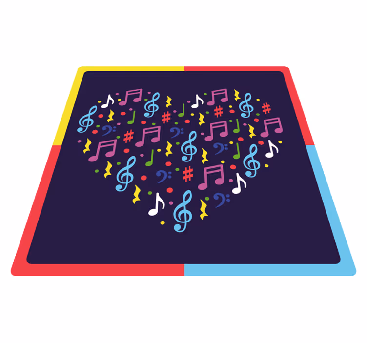 Tappeto vinile per ragazzi note musicali cuore - TenStickers
