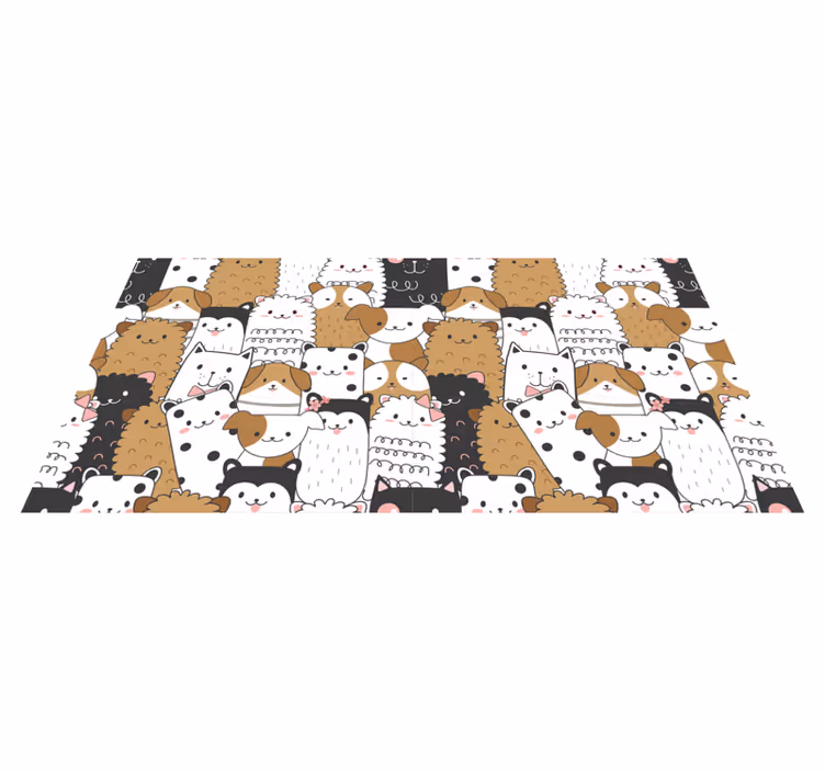 Tappeto vinile animali volti di animali adorabili - TenStickers