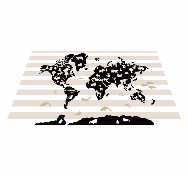 Tappeto vinile mappamondo sagome di animali - TenStickers