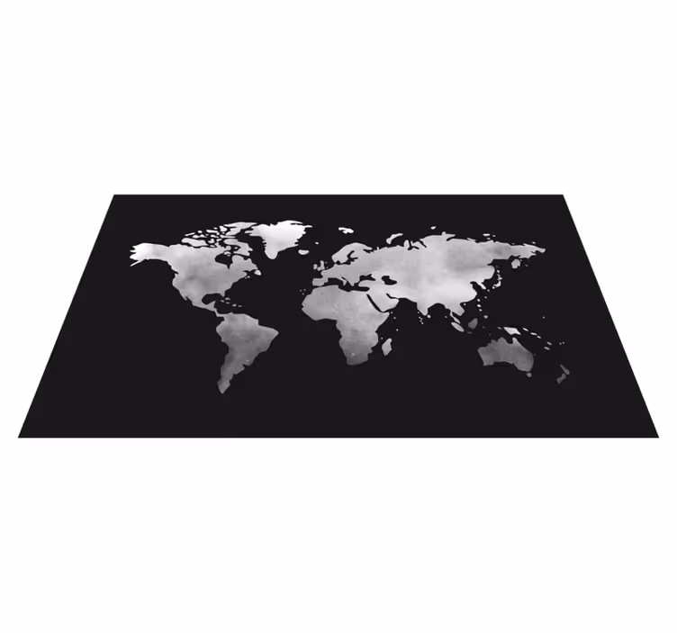 Tappeto vinile mappamondo effetto metallo grigio - TenStickers
