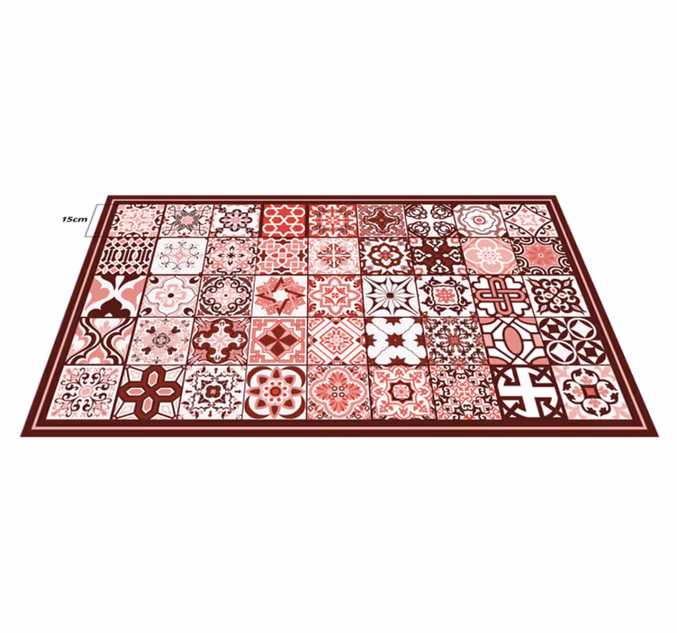 Tappeto vinile piastrelle motivo a mosaico rosso - TenStickers