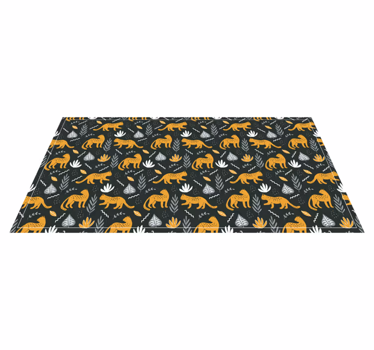 Tappeto vinile animali foglie con motivo leopardato - TenStickers