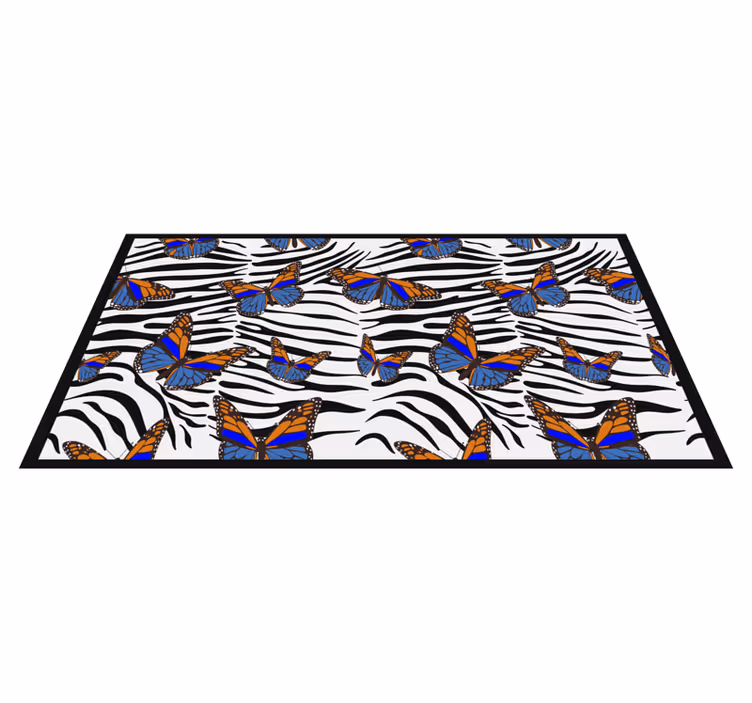 Tappeto vinile stampa animale farfalle sulla zebra - TenStickers