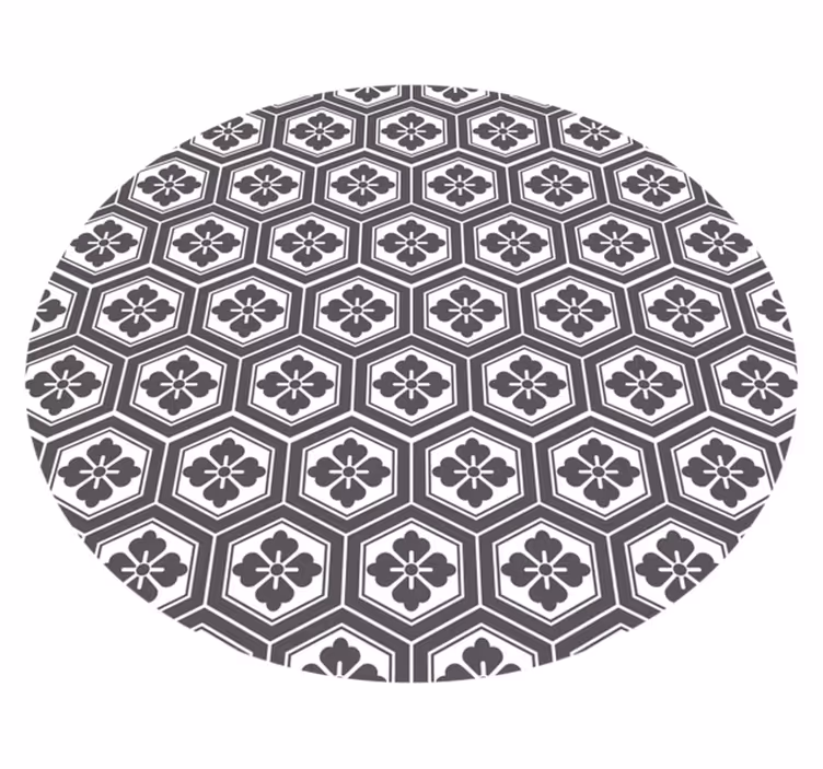 Tappeto vinile rotondo motivo floreale esagonale - TenStickers