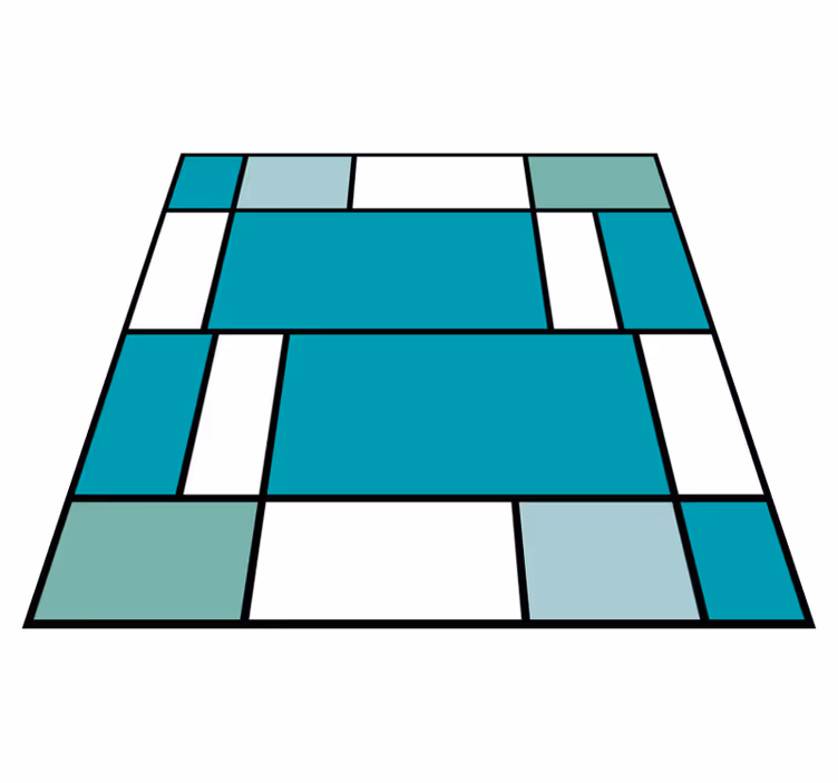 Tappeto vinile geometrico piastrelle blu mondrian - TenStickers