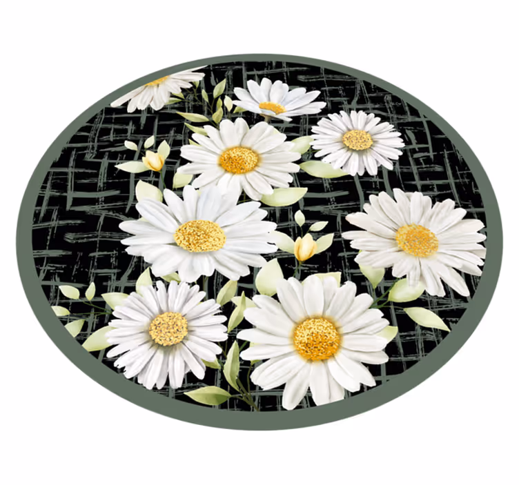 Tappeto vinile fiori composizione di margherite bianche - TenStickers