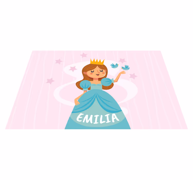 Tappeto vinile con nome design personaggio principessa - TenStickers