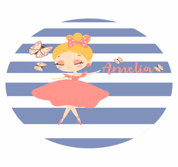 Tappeto vinile con nome personalizzato fatina del balletto - TenStickers