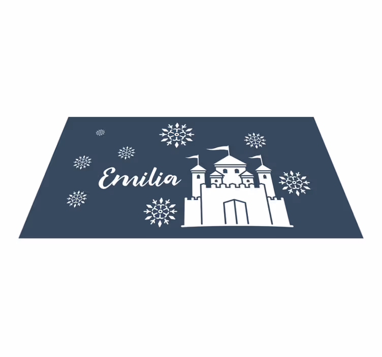 Tappeto vinile con nome scena giocosa del castello - TenStickers