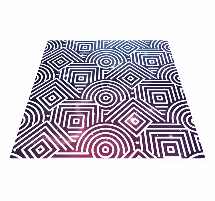 Tappeto vinile geometrico tondi e quadrati complessi - TenStickers