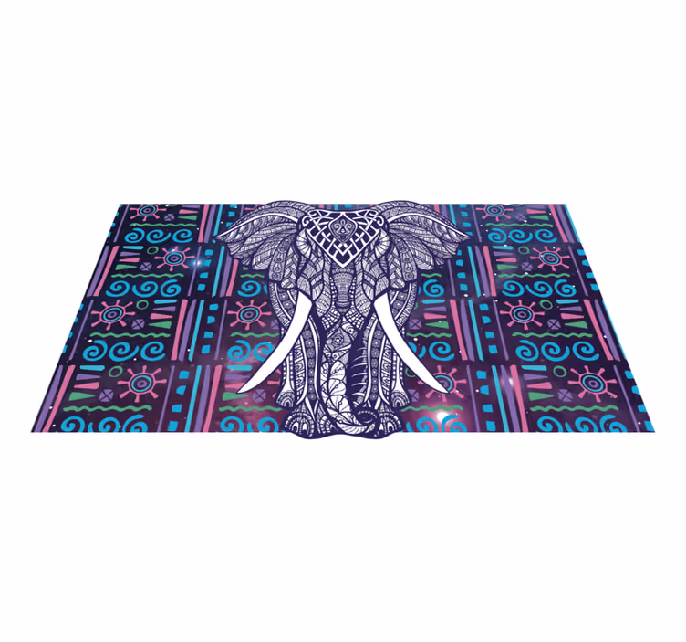 Tappeto vinile etnico intricato motivo a forma di elefante - TenStickers
