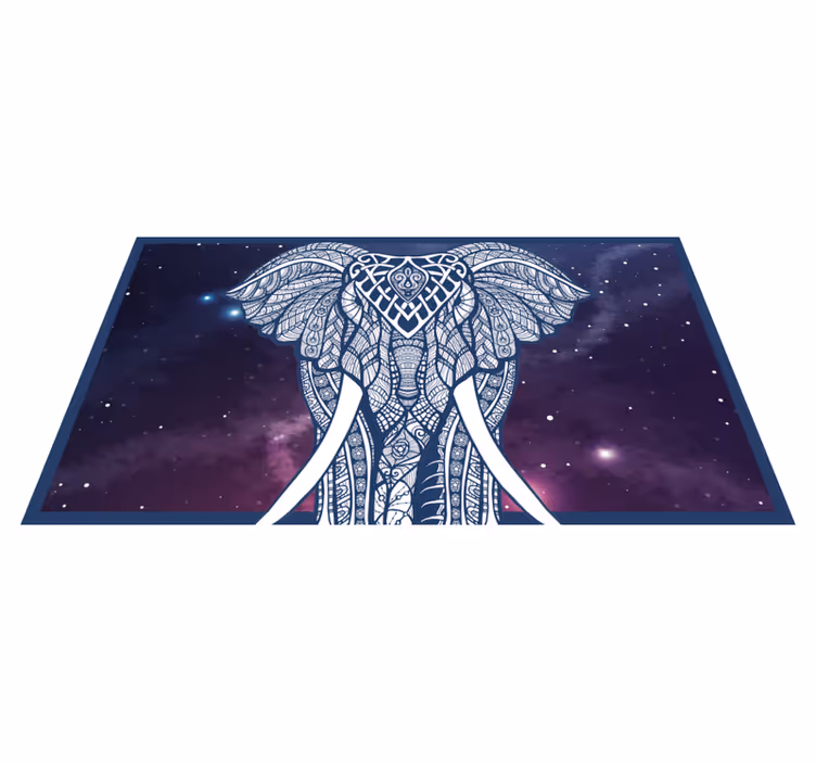 Tappeto vinile con nome artwork elefante intricato - TenStickers