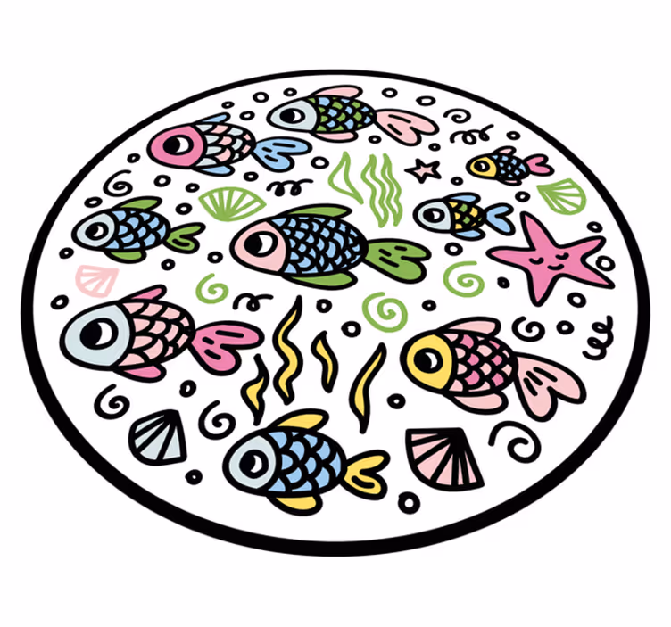 Tappeto vinile animali motivi di pesci colorati - TenStickers