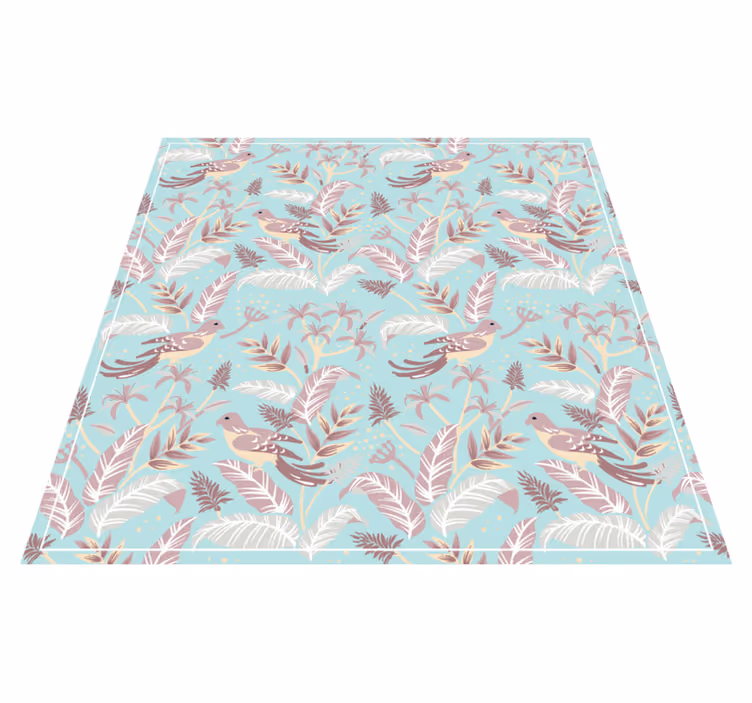 Tappeto vinile fiori motivo botanico aviario - TenStickers