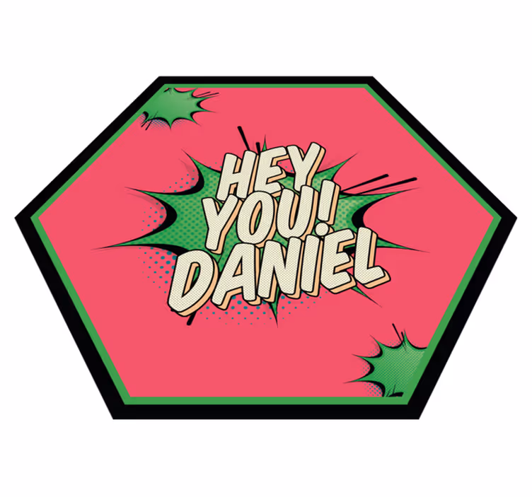 Tappeto vinile con nome saluto in stile fumetto - TenStickers