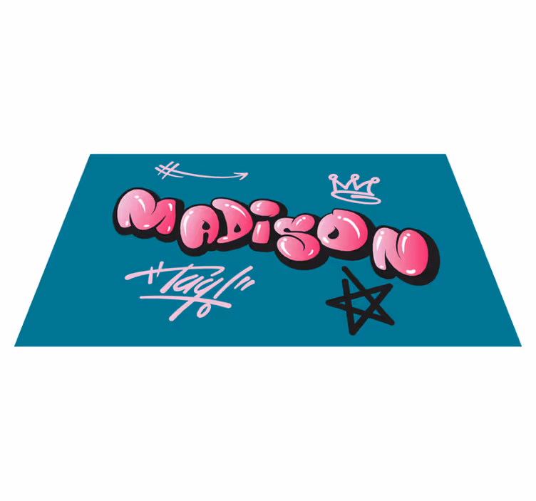 Tappeto vinile per ragazzi graffiti rosa con nome - TenStickers