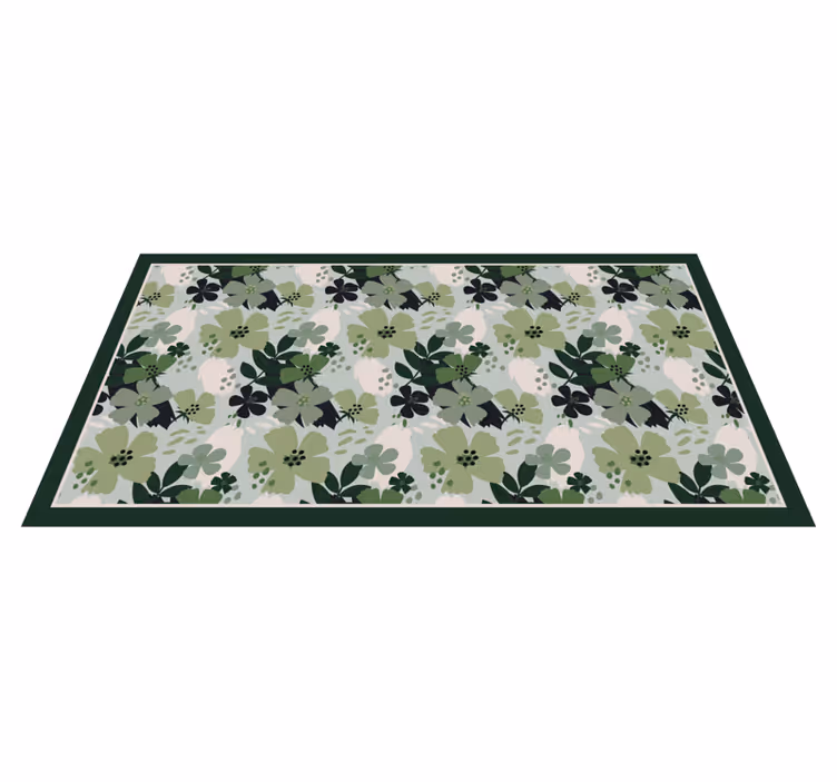 Tappeto vinile fiori verde a motivi floreali - TenStickers