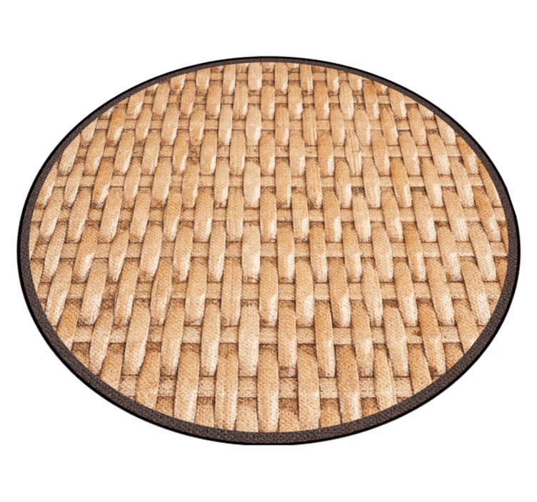 Tappeto vinile rotondo toni naturali intrecciati - TenStickers