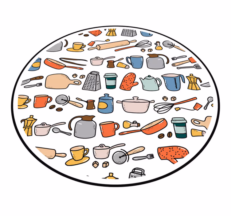 Tappeto pvc cucina collezione di utensili culinari - TenStickers